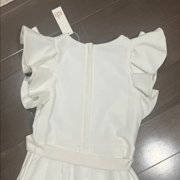 GB Girls Elegant White Ruffle Jumpsuit - Picture 11 of 11